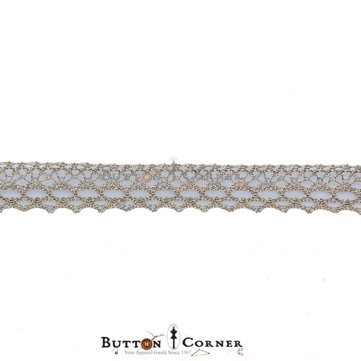 [AF10030-ANTIQUE] One Side Border Metallic Yarn Lace