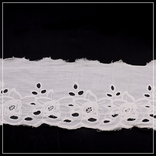 [CL309 WHITE] Cotton One Side Border Lace