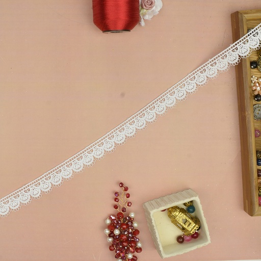 [83863-2X WHITE] One Side Border Shuttle Lace