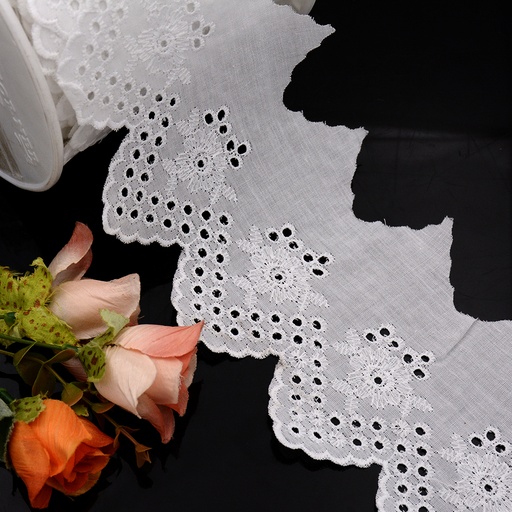 [IFTC221 WHITE] One Side Border Cotton Lace