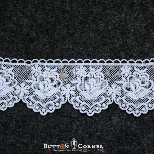 [67336-7X-WHITE] One Side Border Shuttle Lace