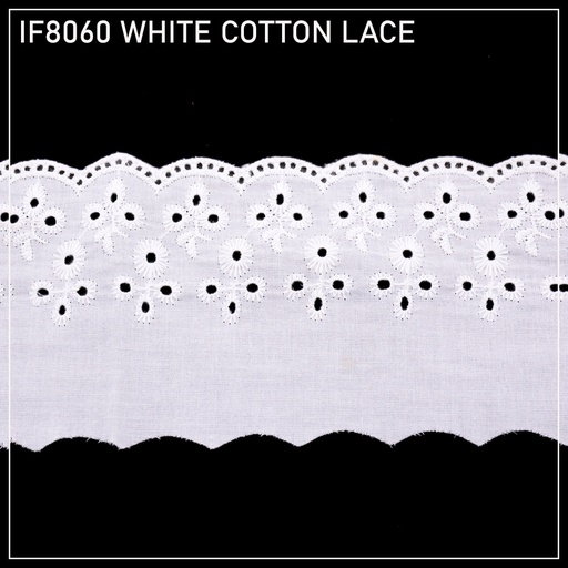 [IF8060-WHITE] Cotton One Side Border Lace