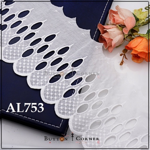 [AL753-WHITE] Cotton One Side Border Lace