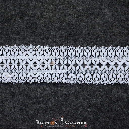 [D11530-WHITE] Double Side Border Shuttle Lace