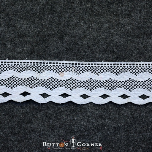 [D11494-WHITE] One Side Border Shuttle Lace