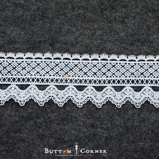 [D11503 WHITE] Double Side Border Shuttle Lace