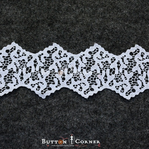 [D11652 WHITE] Double Side Border Shuttle Lace