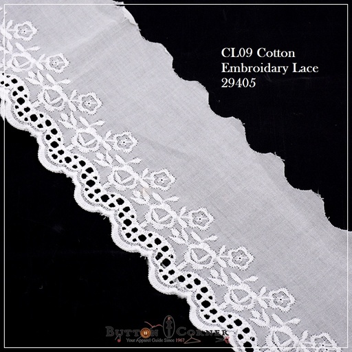[CL09 WHITE] Cotton One Side Border Lace