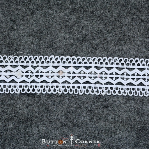 [D11501-WHITE] Double Side Border Shuttle Lace