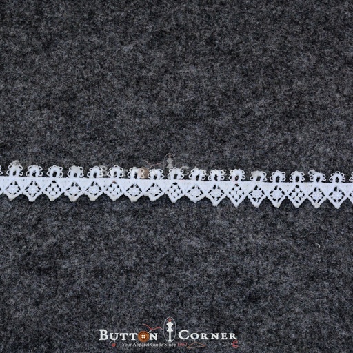 [D11630 WHITE] One Side Border Shuttle Lace