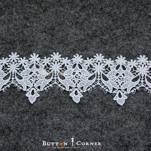 [D11532-WHITE] Applique Shuttle Lace
