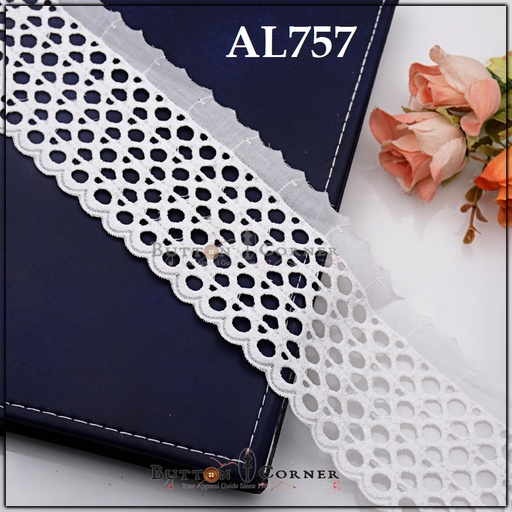 [AL757-WHITE] Cotton One Side Border Lace