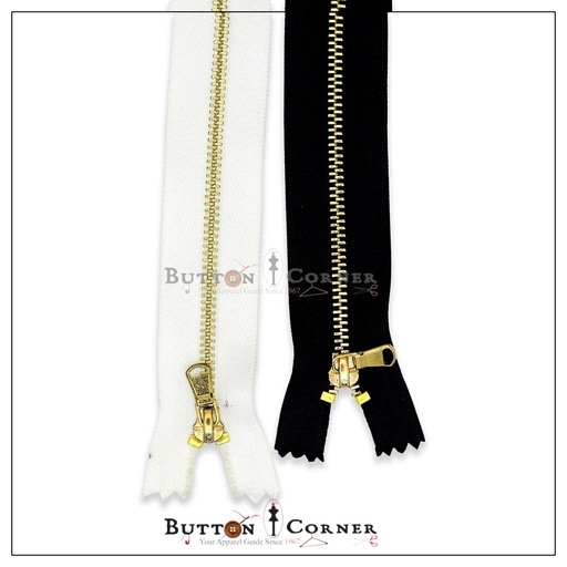 Shiny Teeth Brass Zip No.3 Closed End