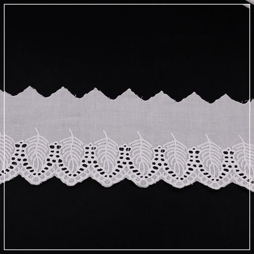 [B-119-WHITE] Cotton One Side Border Lace