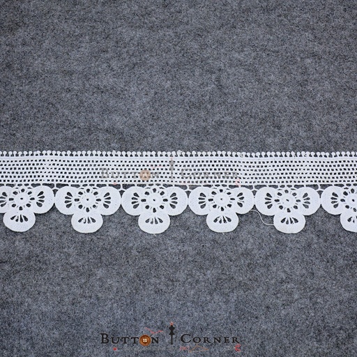 [D3176-WHITE] One Side Border Shuttle Lace