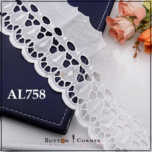 [AL758 WHITE] Cotton One Side Border Lace