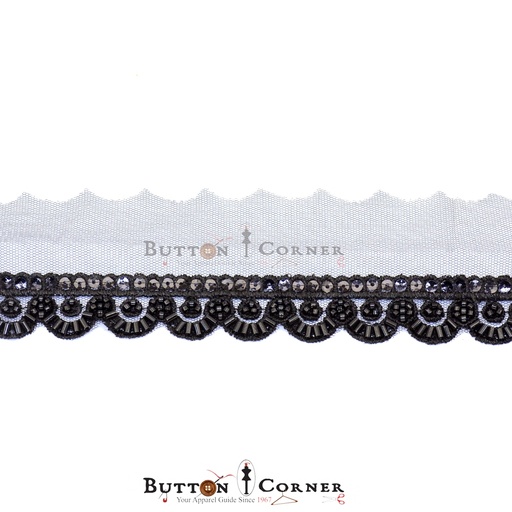 Fancy Glass Beads Sequence Lace
