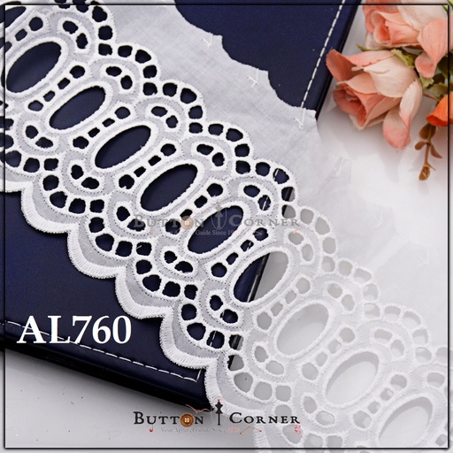 [AL760-WHITE] Cotton One Side Border Lace