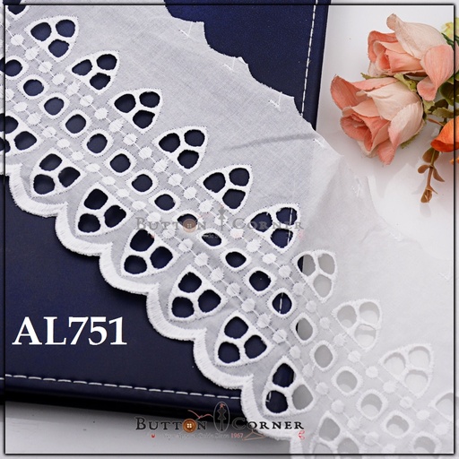 [AL751-WHITE] Cotton One Side Border Lace
