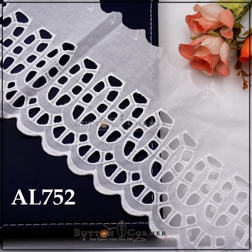 [AL752-WHITE] Cotton One Side Border Lace