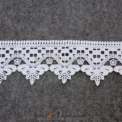 [ALN381 WHITE] One Side Border Shuttle Lace