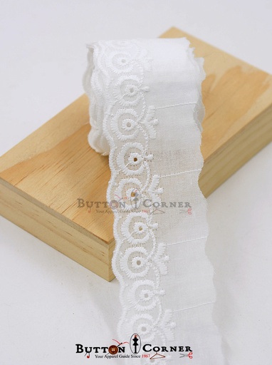[MYB143-WHITE] Cotton One Side Border Lace