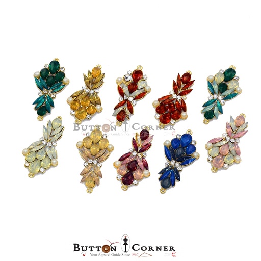 Double Hook Crystal & Pearl Button