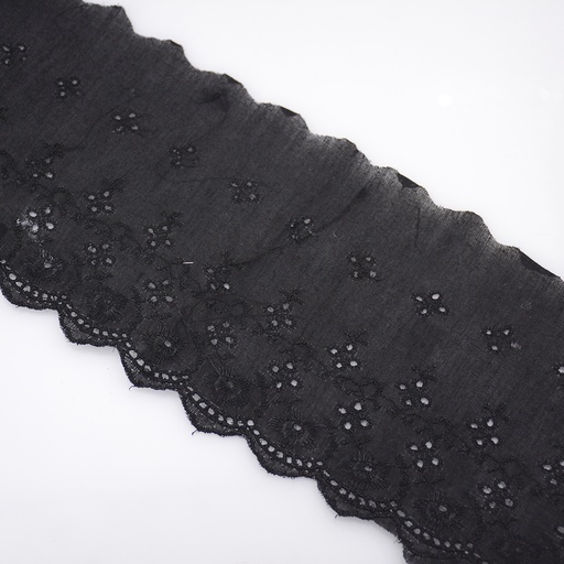[MYB644 BLACK] One Side Border Cotton Lace