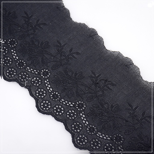 [MYB645-BLACK] Cotton One Side Border Lace