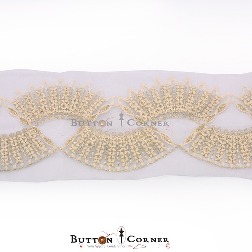 [EML357-WHITE GOLD] Fancy Metallic Yarn Embroidery Net Lace
