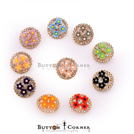 4 Flower & Stone Fancy Button