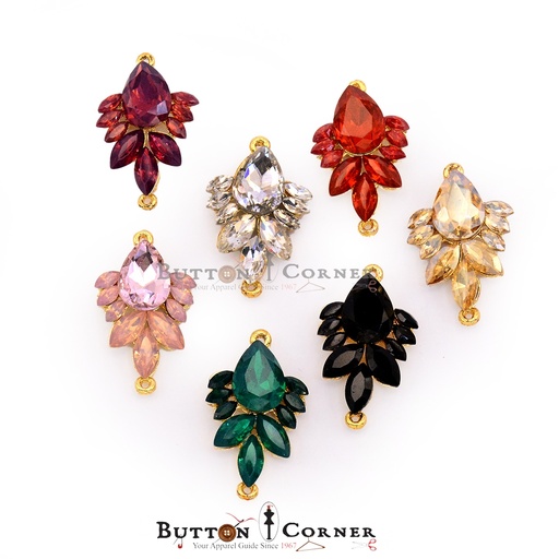 Double Hook Crystals Fancy Button