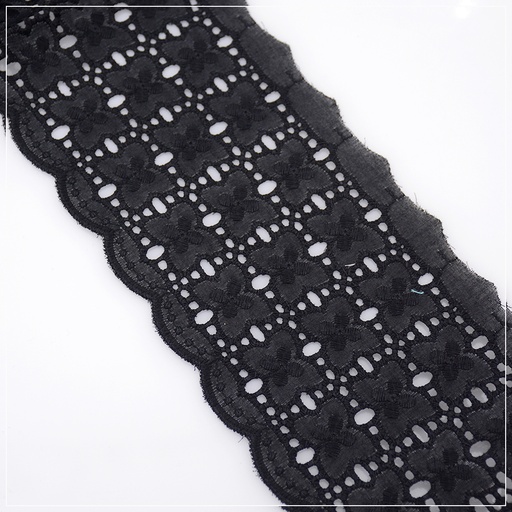 [MYB646-BLACK] Cotton One Side Border Lace