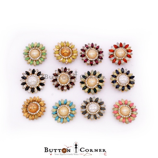 Sunflower Shape Center Stone Fancy Button