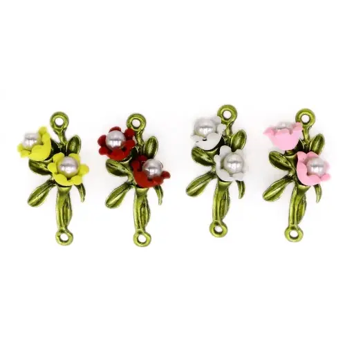 Double Rose Flower With Pearl